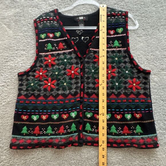 Vintage Segue Sweater Vest Womens Large Ugly Christmas 3D All Over Art To Wear - Picture 12 of 14